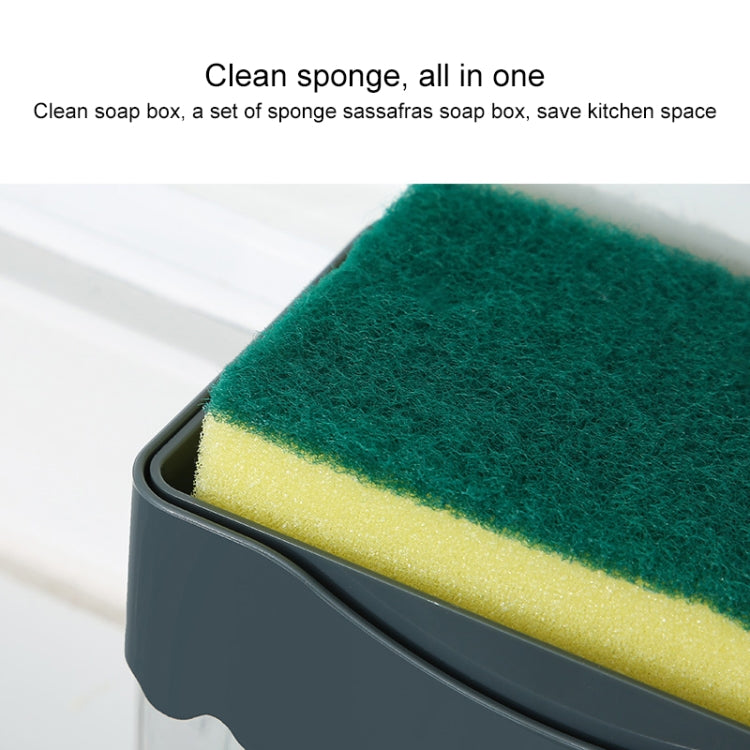 Panno per la pulizia Spazzola per piatti Scatola per liquidi Spazzola da cucina Miscelatore per detersivo Pressa Scatola per sapone in plastica, White, Dark Gray, Dark Blue