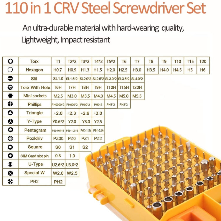 Guarda lo strumento di manutenzione per lo smontaggio del telefono cellulare Set di cacciaviti multifunzione in acciaio al cromo vanadio, 110 in 1 (Yellow), 110 in 1 (Blue), 110 in 1 (Red)