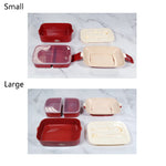 Scatola da pranzo portatile di grande capacità in plastica a doppio strato con simpatico coniglio, Stile:, Small Red, Small Green, Small Yellow, Large Red, Large Green, Large Yellow