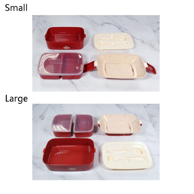 Scatola da pranzo portatile di grande capacità in plastica a doppio strato con simpatico coniglio, Stile:, Small Red, Small Green, Small Yellow, Large Red, Large Green, Large Yellow