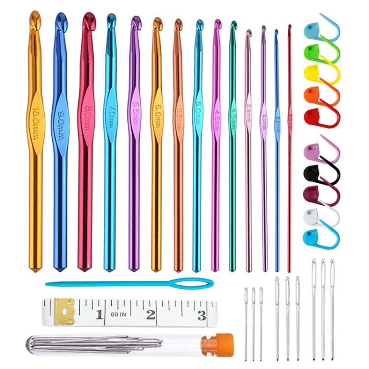 Materiale per utensili per maglieria fai-da-te fatto a mano all'uncinetto a testa singola in allumina colorata, 14 PCS/Set, 28 PCS/Set, 36 PCS/Set, 26 PCS/Set, 35 PCS/Set, 59 PCS/Set, 34 PCS/Set, 27 PCS/Set, 30 PCS/Set, 33 PCS/Set, 119 PCS/Set