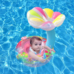 Anello da nuoto gonfiabile per sedile a forma di fungo con parasole in PVC per protezione ambientale per bambini, Mushroom(Blue), Mushroom(Pink)