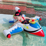 Anello da nuoto per montaggio su sedile gonfiabile a forma di aeroplano addensato per bambini, Airplane(Blue), Airplane(White)