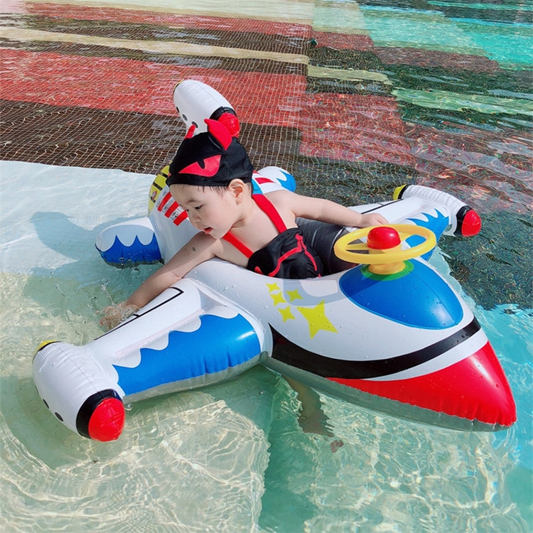Anello da nuoto per montaggio su sedile gonfiabile a forma di aeroplano addensato per bambini, Airplane(Blue), Airplane(White)