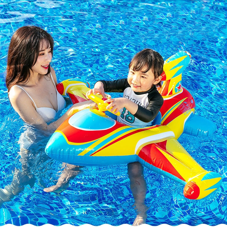 Anello da nuoto per montaggio su sedile gonfiabile a forma di aeroplano addensato per bambini, Airplane(Blue), Airplane(White)