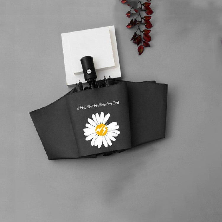 Ombrello GD Daisy in vinile per sole e pioggia, parasole anti-UV, tre ombrelli pieghevoli