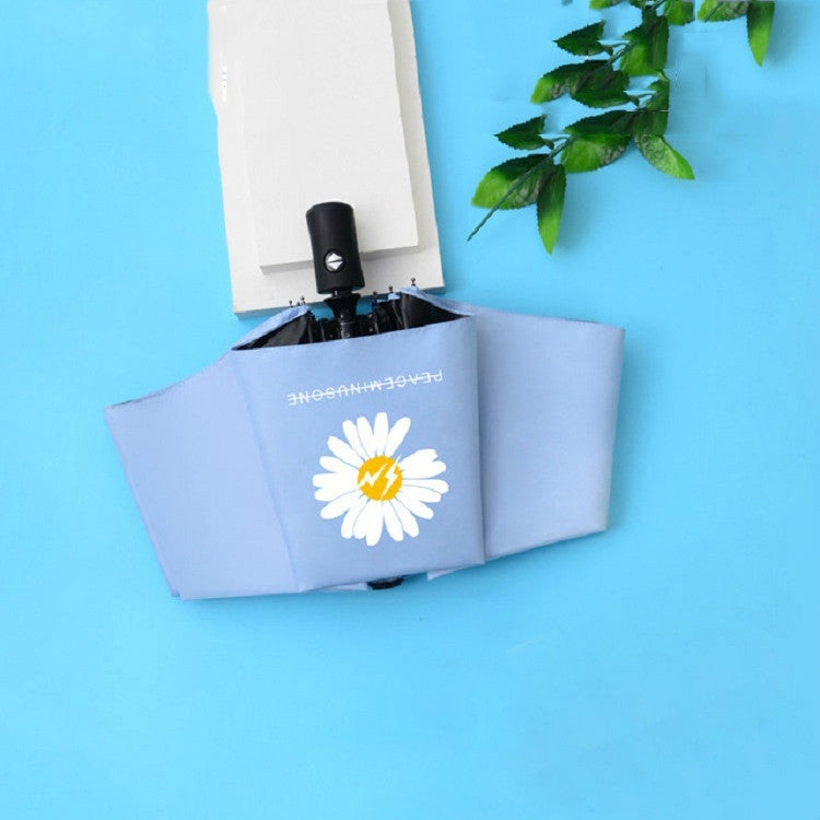 Ombrello GD Daisy in vinile per sole e pioggia, parasole anti-UV, tre ombrelli pieghevoli