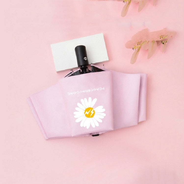 Ombrello GD Daisy in vinile per sole e pioggia, parasole anti-UV, tre ombrelli pieghevoli