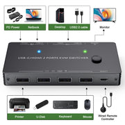KCEVE-201TC Ingresso HDMI + tipo C 2 ingressi 1 uscita Switcher KVM HD 4K 60HZ, KCEVE-201TC