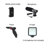 Microfono live con treppiede e luce LED 3 in 1