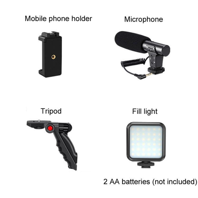 Microfono live con treppiede e luce LED 3 in 1