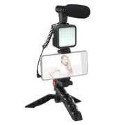 Microfono live con treppiede e luce LED 3 in 1