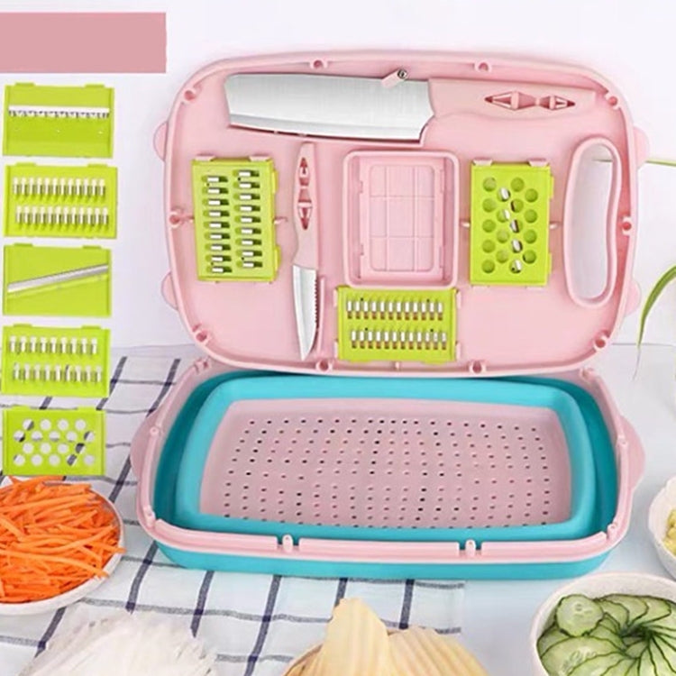 Tagliere pieghevole 9 in 1 Tagliere multifunzione in plastica per uso domestico Tagliere antimuffa da cucina Set di coltelli da taglio