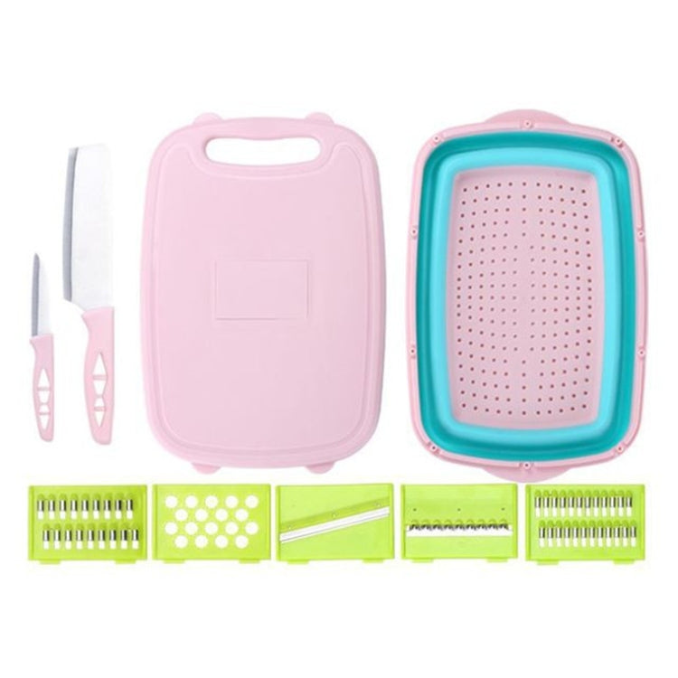 Tagliere pieghevole 9 in 1 Tagliere multifunzione in plastica per uso domestico Tagliere antimuffa da cucina Set di coltelli da taglio