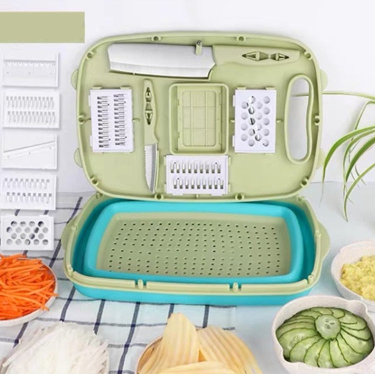 Tagliere pieghevole 9 in 1 Tagliere multifunzione in plastica per uso domestico Tagliere antimuffa da cucina Set di coltelli da taglio