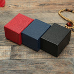 Confezione da 8 scatole per orologi con texture litchi, scatole regalo per gioielli, orecchini, collane, orologi, gioielli, Red, Black, Blue