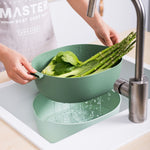 Cestino per riso da cucina Cesto per frutta in plastica a doppio piatto, U Shape Light Green, U Shape Dark Red, U Shape Light Gray, O Shape Light Green, O Shape Dark Red, O Shape Light Gray
