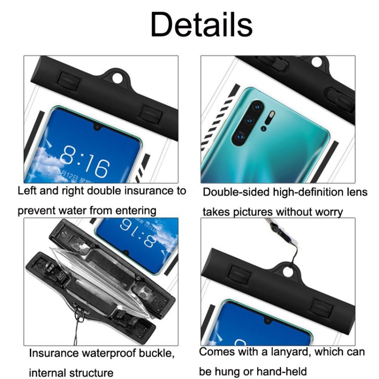 Custodia impermeabile per telefono cellulare in TPU trasparente per nuoto subacqueo da 2 pezzi, Black, Light Blue, Rose Red, Orange, Tender Green