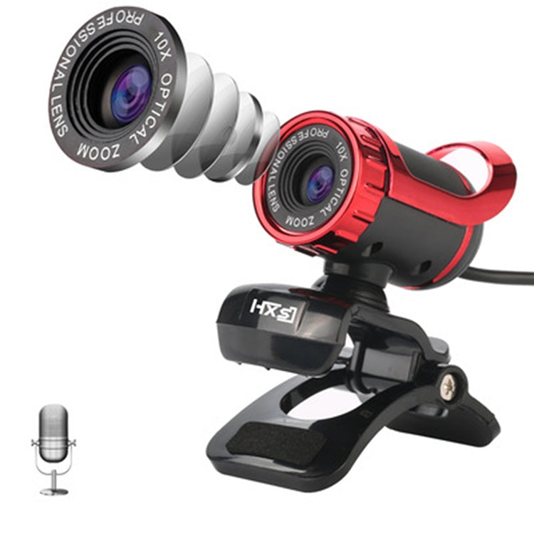 HXSJ A859 480P Rete di computer Telecamera da corso Videocamera USB Microfono fonoassorbente incorporato, Red, Black, No Camera Function Black, No Camera Function  Red