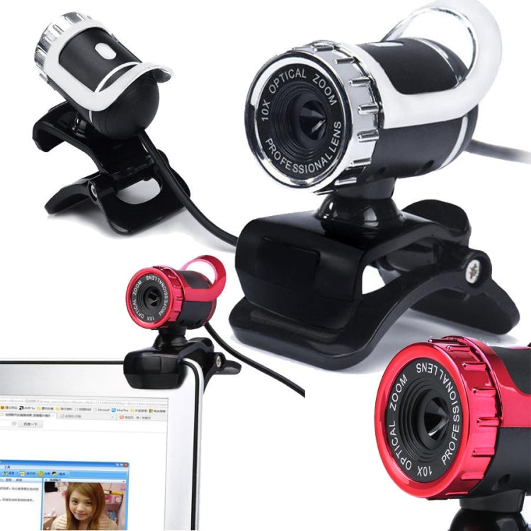 HXSJ A859 480P Rete di computer Telecamera da corso Videocamera USB Microfono fonoassorbente incorporato, Red, Black, No Camera Function Black, No Camera Function  Red