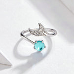 Anello aperto con lacrime di sirena Anello in argento sterling S925 e placcato platino, SCR515