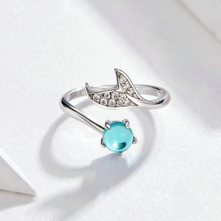 Anello aperto con lacrime di sirena Anello in argento sterling S925 e placcato platino, SCR515