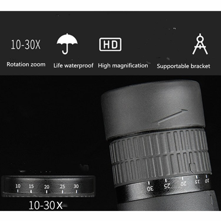 Telescopio ad alto ingrandimento per visione notturna HD a tubo singolo con zoom continuo, 10-30X50