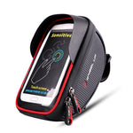 WHEEL UP Borsa per cellulare con touch screen antispruzzo per bicicletta Borsa per trave anteriore per mountain bike Borsa per manubrio da equitazione, Black, Black and Red, 010 Chinese Elements, Twist Section-Black, Ball Pattern Section-Black