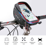 WHEEL UP Borsa per cellulare con touch screen antispruzzo per bicicletta Borsa per trave anteriore per mountain bike Borsa per manubrio da equitazione, Black, Black and Red, 010 Chinese Elements, Twist Section-Black, Ball Pattern Section-Black