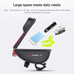 WHEEL UP Borsa per cellulare con touch screen antispruzzo per bicicletta Borsa per trave anteriore per mountain bike Borsa per manubrio da equitazione, Black, Black and Red, 010 Chinese Elements, Twist Section-Black, Ball Pattern Section-Black