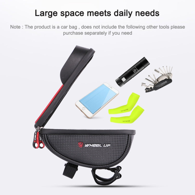 WHEEL UP Borsa per cellulare con touch screen antispruzzo per bicicletta Borsa per trave anteriore per mountain bike Borsa per manubrio da equitazione, Black, Black and Red, 010 Chinese Elements, Twist Section-Black, Ball Pattern Section-Black