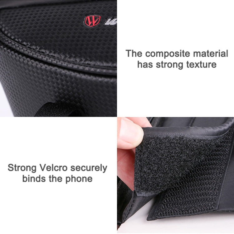 WHEEL UP Borsa per cellulare con touch screen antispruzzo per bicicletta Borsa per trave anteriore per mountain bike Borsa per manubrio da equitazione, Black, Black and Red, 010 Chinese Elements, Twist Section-Black, Ball Pattern Section-Black