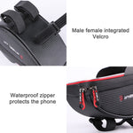 WHEEL UP Borsa per cellulare con touch screen antispruzzo per bicicletta Borsa per trave anteriore per mountain bike Borsa per manubrio da equitazione, Black, Black and Red, 010 Chinese Elements, Twist Section-Black, Ball Pattern Section-Black