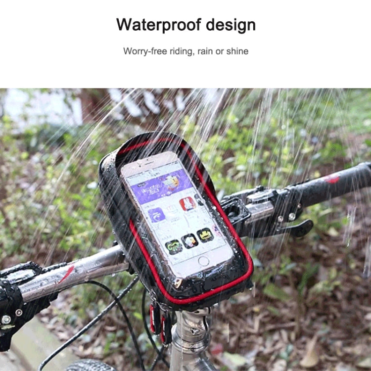 WHEEL UP Borsa per cellulare con touch screen antispruzzo per bicicletta Borsa per trave anteriore per mountain bike Borsa per manubrio da equitazione, Black, Black and Red, 010 Chinese Elements, Twist Section-Black, Ball Pattern Section-Black