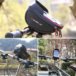 WHEEL UP Borsa per cellulare con touch screen antispruzzo per bicicletta Borsa per trave anteriore per mountain bike Borsa per manubrio da equitazione, Black, Black and Red, 010 Chinese Elements, Twist Section-Black, Ball Pattern Section-Black