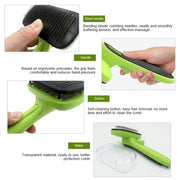 Pettine per depilazione animali domestici Spazzola per depilazione automatica Prodotti per la pulizia del pettine per toelettatura dei peli di cane, Green