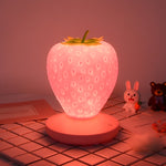 Lampada da notte a forma di fragola in silicone per la casa creativa, ricaricabile tramite USB, decorazione da comodino, luce per atmosfera, Pink Strawberry, Red Strawberry, White Strawberry