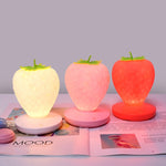 Lampada da notte a forma di fragola in silicone per la casa creativa, ricaricabile tramite USB, decorazione da comodino, luce per atmosfera, Pink Strawberry, Red Strawberry, White Strawberry