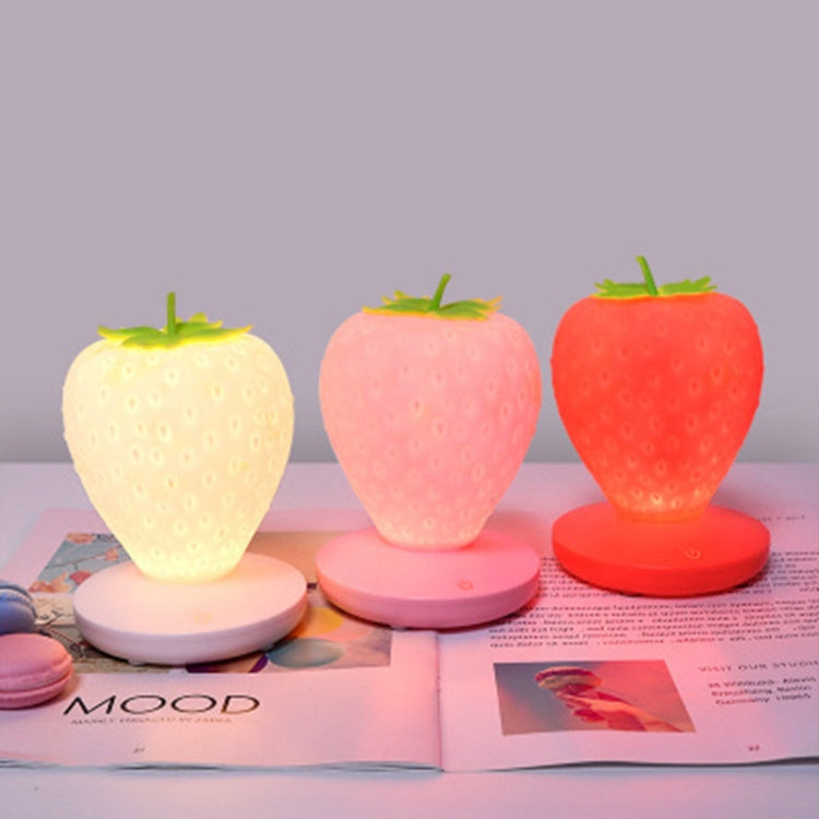 Lampada da notte a forma di fragola in silicone per la casa creativa, ricaricabile tramite USB, decorazione da comodino, luce per atmosfera, Pink Strawberry, Red Strawberry, White Strawberry
