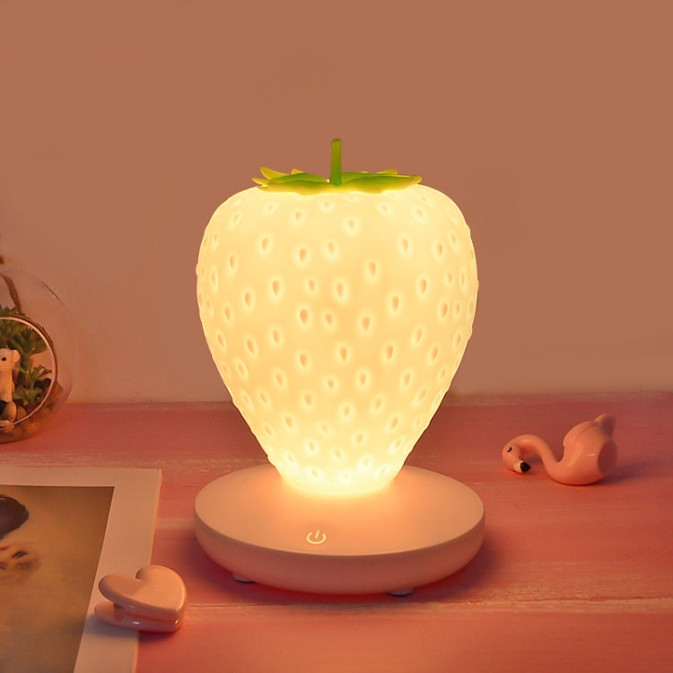 Lampada da notte a forma di fragola in silicone per la casa creativa, ricaricabile tramite USB, decorazione da comodino, luce per atmosfera, Pink Strawberry, Red Strawberry, White Strawberry
