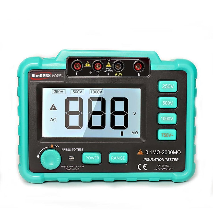 VC60B+ Multimetro digitale Strumento di misura Tester di resistenza di isolamento digitale, Green