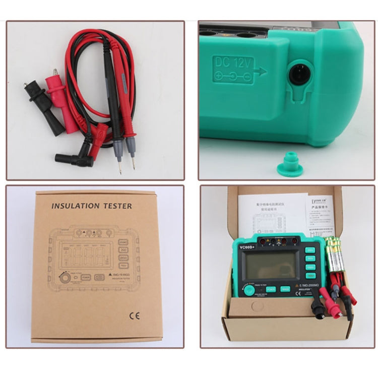 VC60B+ Multimetro digitale Strumento di misura Tester di resistenza di isolamento digitale, Green