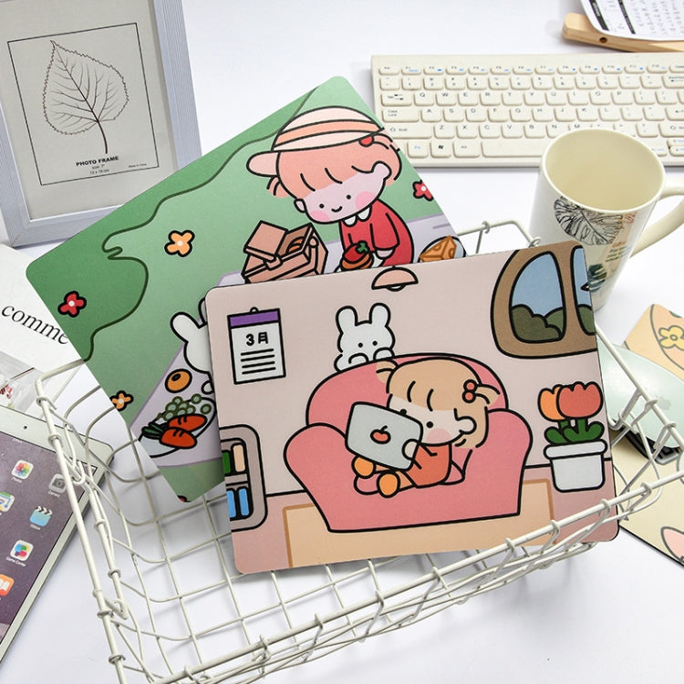 Tappetino per mouse per studente portatile, creativo, simpatico cartone animato, coniglio, ragazza, 5 pezzi, Sofa, Hide and seek, Sleeping, Eating