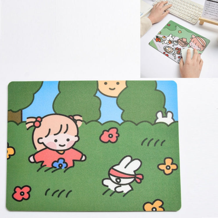 Tappetino per mouse per studente portatile, creativo, simpatico cartone animato, coniglio, ragazza, 5 pezzi, Sofa, Hide and seek, Sleeping, Eating