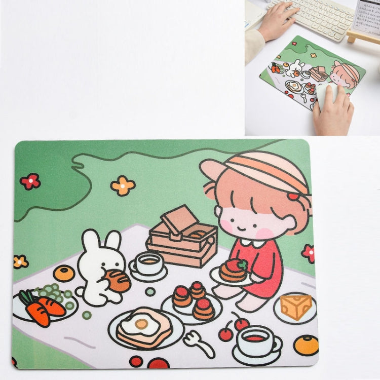Tappetino per mouse per studente portatile, creativo, simpatico cartone animato, coniglio, ragazza, 5 pezzi, Sofa, Hide and seek, Sleeping, Eating