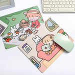 Tappetino per mouse per studente portatile, creativo, simpatico cartone animato, coniglio, ragazza, 5 pezzi, Sofa, Hide and seek, Sleeping, Eating