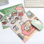 Tappetino per mouse per studente portatile, creativo, simpatico cartone animato, coniglio, ragazza, 5 pezzi, Sofa, Hide and seek, Sleeping, Eating