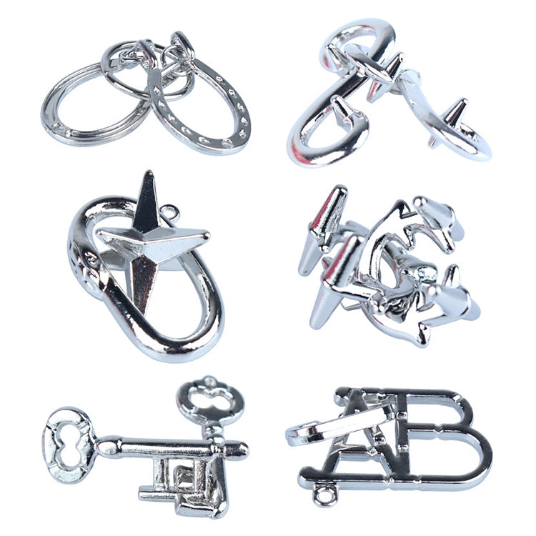 Set 6 pezzi Magic Lock puzzle in lega di zinco
