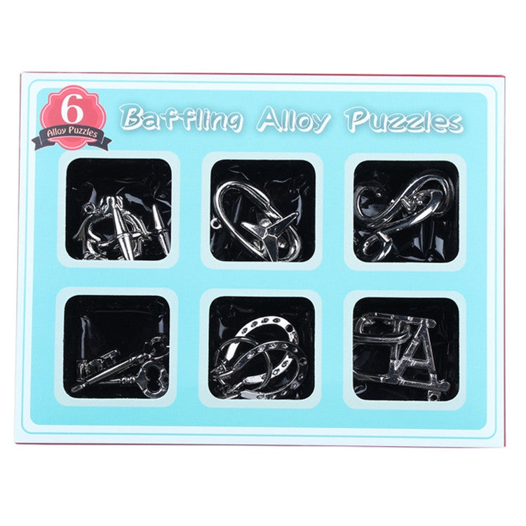 Set 6 pezzi Magic Lock puzzle in lega di zinco