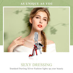 Ciondolo specchio per trucco con tacco alto in argento sterling 925 con rossetto rosso